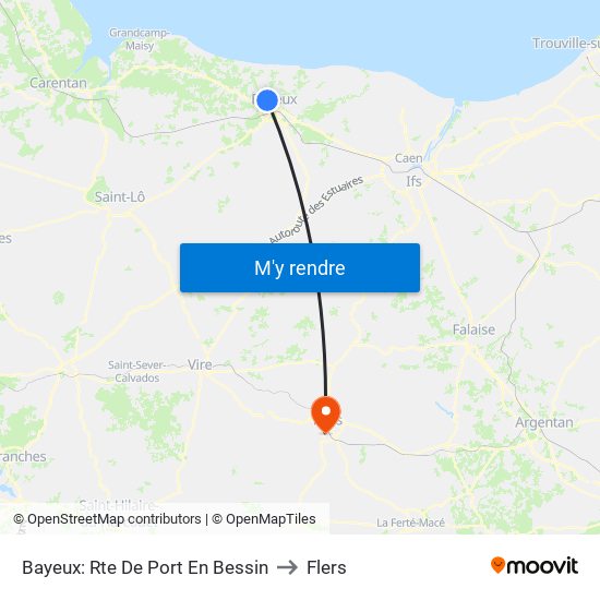 Bayeux: Rte De Port En Bessin to Flers map