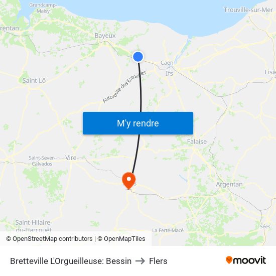 Bretteville L'Orgueilleuse: Bessin to Flers map