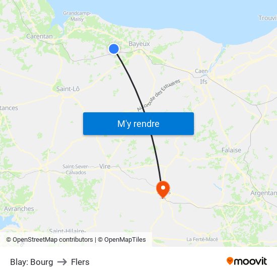 Blay: Bourg to Flers map