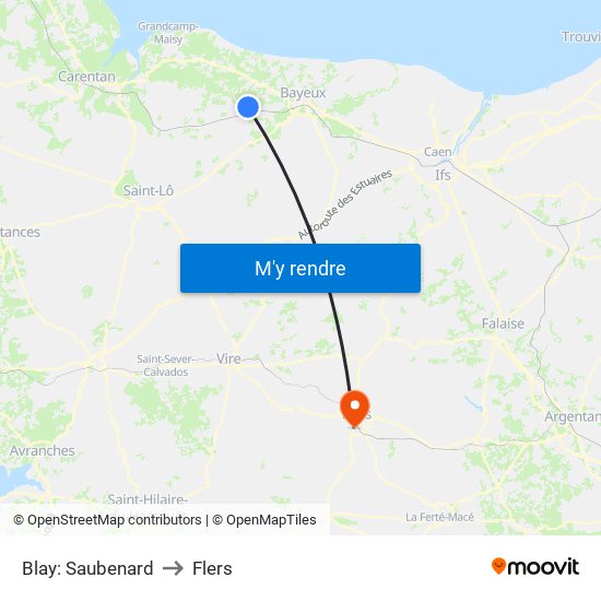 Blay: Saubenard to Flers map