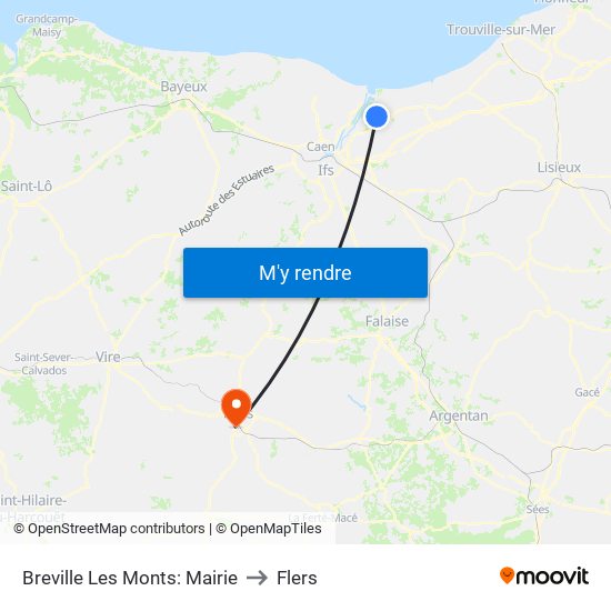 Breville Les Monts: Mairie to Flers map