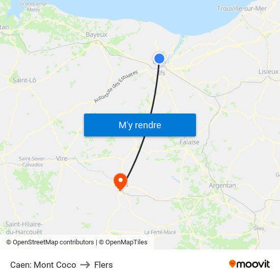 Caen: Mont Coco to Flers map