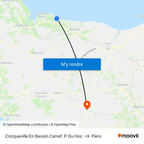 Cricqueville En Bessin Carref. P. Du Hoc to Flers map