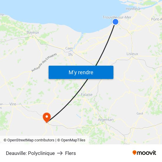 Deauville: Polyclinique to Flers map