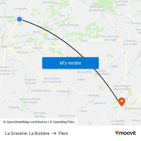 La Graverie: La Bistière to Flers map