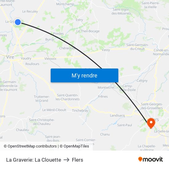 La Graverie: La Clouette to Flers map