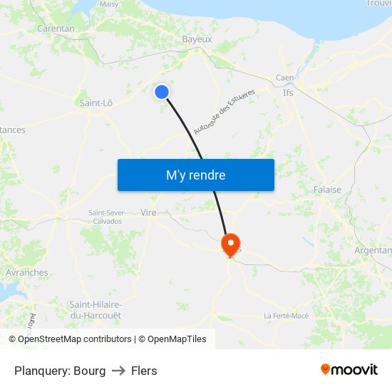 Planquery: Bourg to Flers map