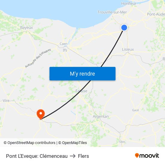 Pont L'Eveque: Clémenceau to Flers map