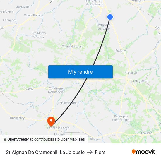 St Aignan De Cramesnil: La Jalousie to Flers map