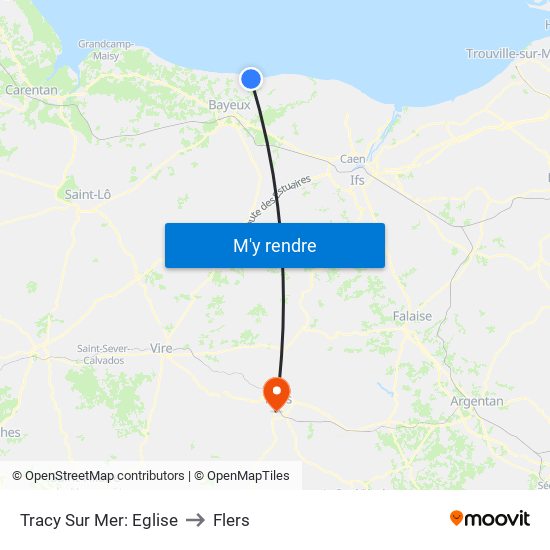 Tracy Sur Mer: Eglise to Flers map