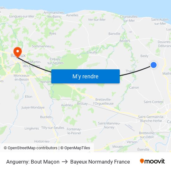 Anguerny: Bout Maçon to Bayeux Normandy France map