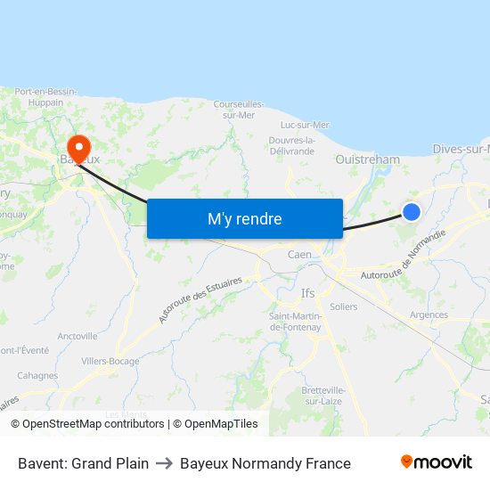 Bavent: Grand Plain to Bayeux Normandy France map