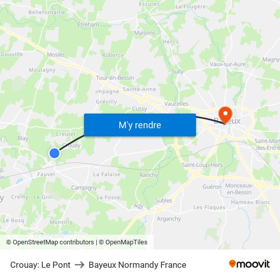 Crouay: Le Pont to Bayeux Normandy France map