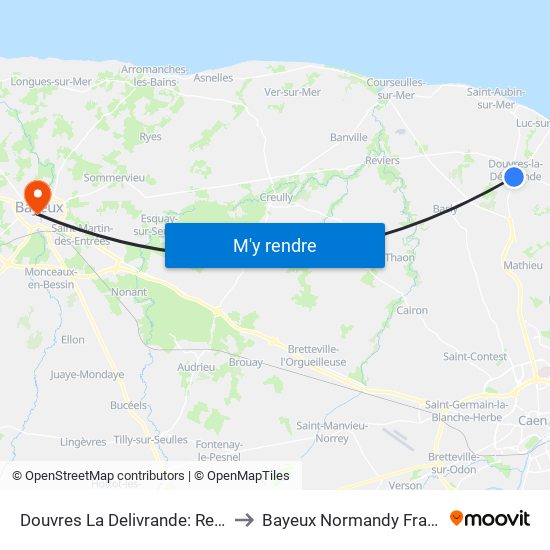 Douvres La Delivrande: Relais to Bayeux Normandy France map