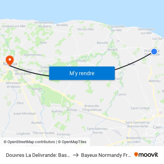 Douvres La Delivrande: Basilique to Bayeux Normandy France map