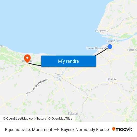 Equemauville: Monument to Bayeux Normandy France map