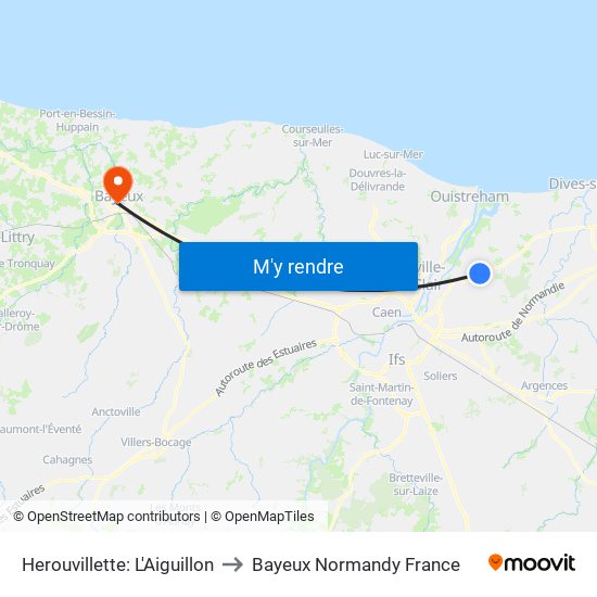 Herouvillette: L'Aiguillon to Bayeux Normandy France map