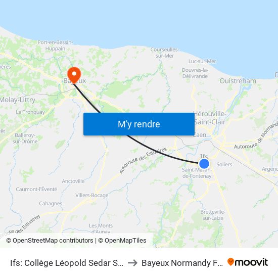 Ifs: Collège Léopold Sedar Senghor to Bayeux Normandy France map