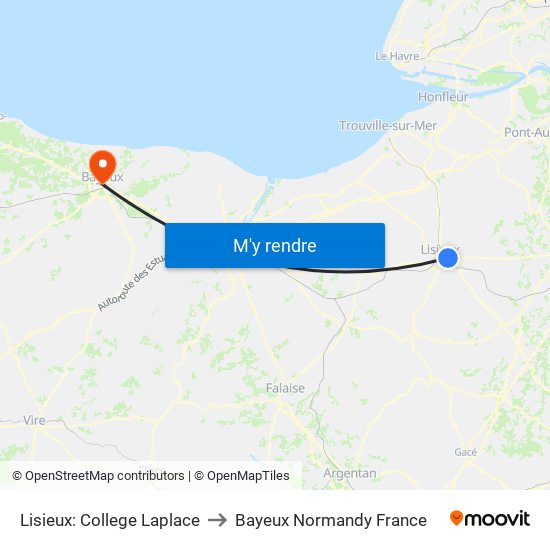 Lisieux: College Laplace to Bayeux Normandy France map