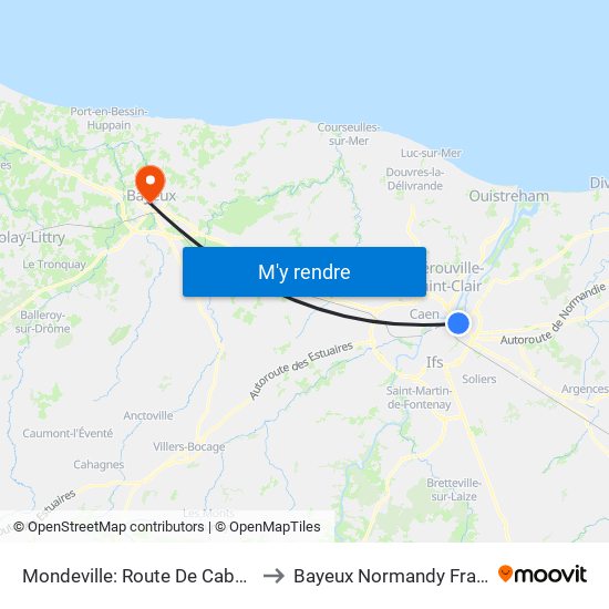 Mondeville: Route De Cabourg to Bayeux Normandy France map