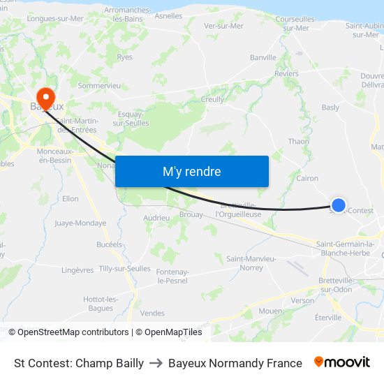 St Contest: Champ Bailly to Bayeux Normandy France map