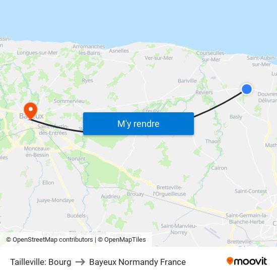 Tailleville: Bourg to Bayeux Normandy France map