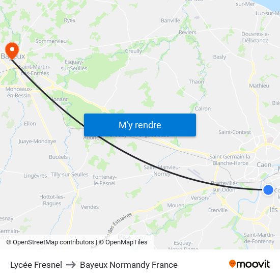 Lycée Fresnel to Bayeux Normandy France map