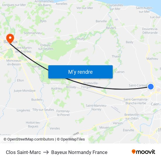 Clos Saint-Marc to Bayeux Normandy France map