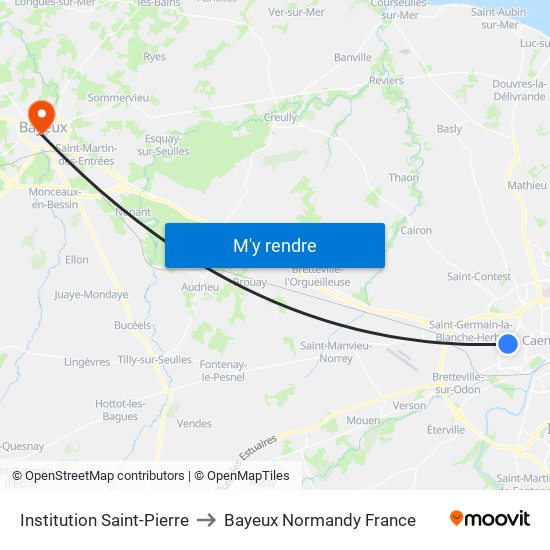 Institution Saint-Pierre to Bayeux Normandy France map