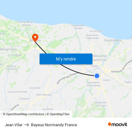 Jean Vilar to Bayeux Normandy France map