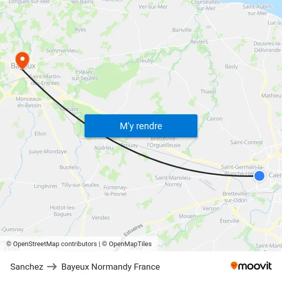 Sanchez to Bayeux Normandy France map