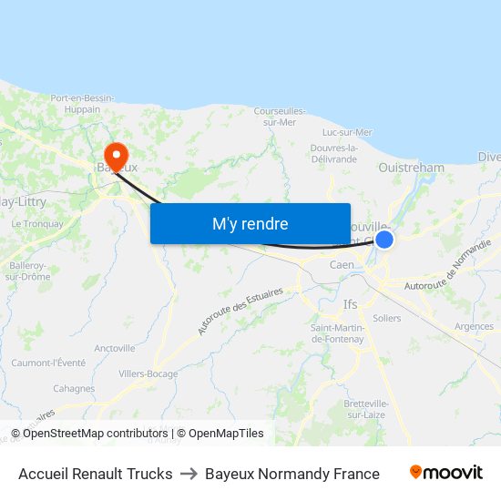 Accueil Renault Trucks to Bayeux Normandy France map