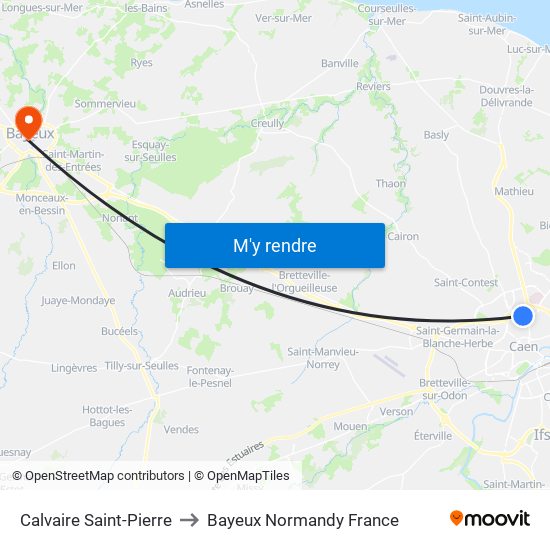 Calvaire Saint-Pierre to Bayeux Normandy France map