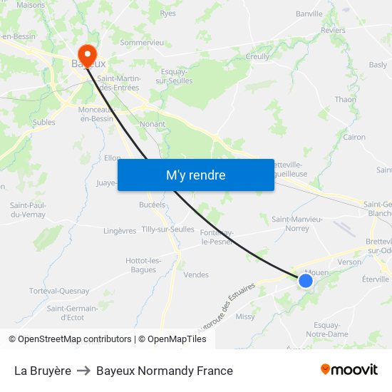 La Bruyère to Bayeux Normandy France map
