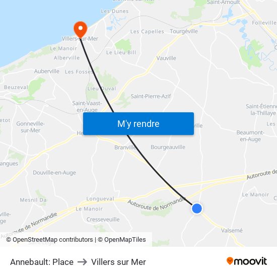 Annebault: Place to Villers sur Mer map