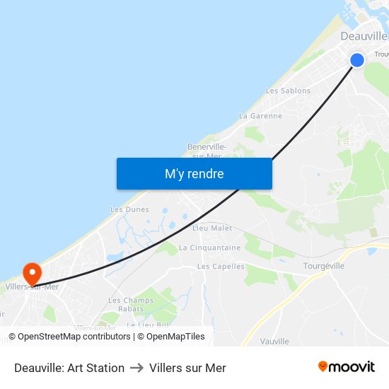Deauville: Art Station to Villers sur Mer map