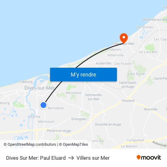 Dives Sur Mer: Paul Eluard to Villers sur Mer map