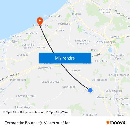 Formentin: Bourg to Villers sur Mer map