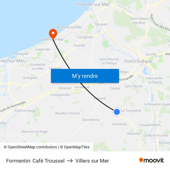 Formentin: Café Troussel to Villers sur Mer map