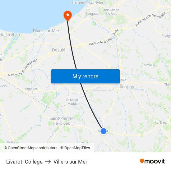 Livarot: Collège to Villers sur Mer map