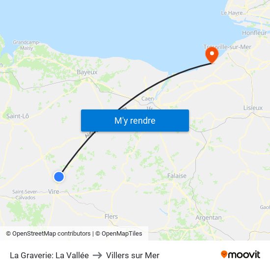 La Graverie: La Vallée to Villers sur Mer map