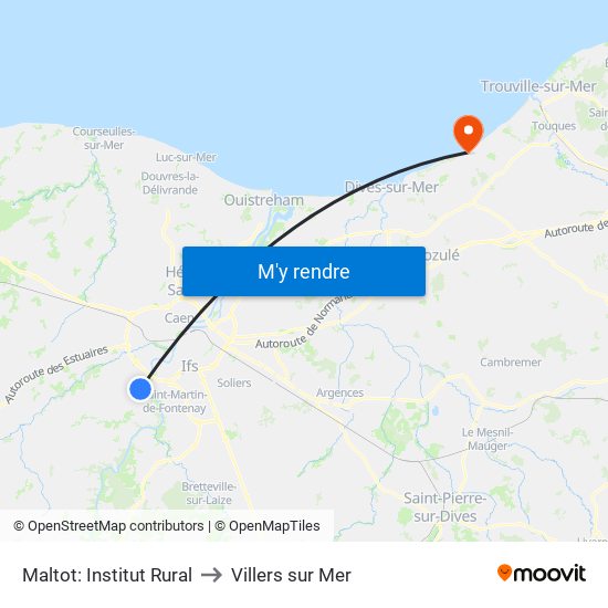 Maltot: Institut Rural to Villers sur Mer map