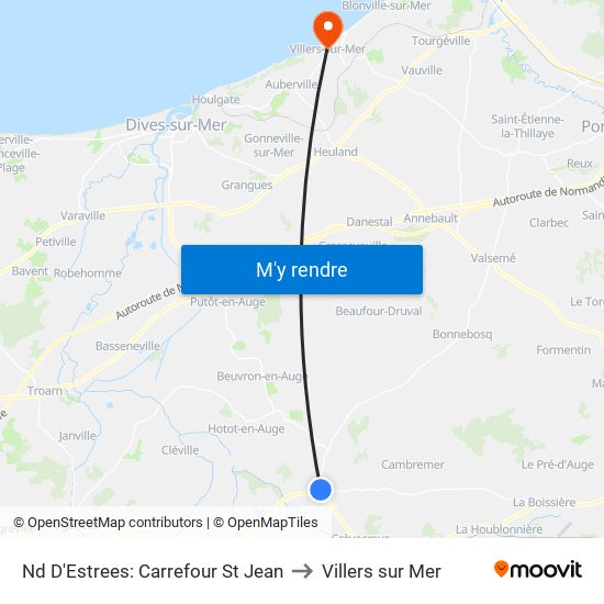 Nd D'Estrees: Carrefour St Jean to Villers sur Mer map