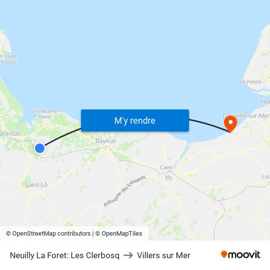 Neuilly La Foret: Les Clerbosq to Villers sur Mer map
