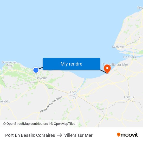 Port En Bessin: Corsaires to Villers sur Mer map