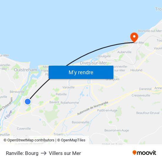 Ranville: Bourg to Villers sur Mer map