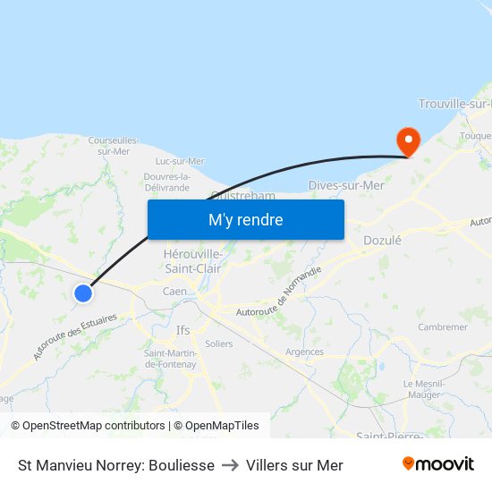 St Manvieu Norrey: Bouliesse to Villers sur Mer map