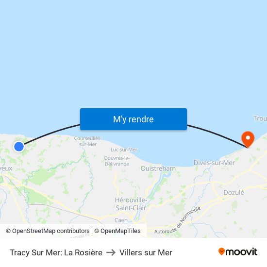 Tracy Sur Mer: La Rosière to Villers sur Mer map