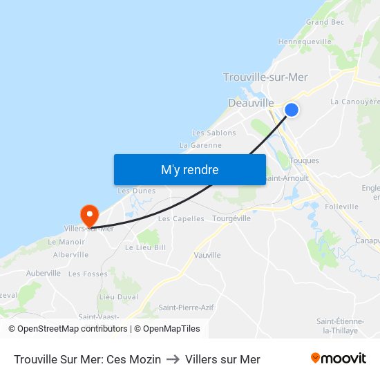 Trouville Sur Mer: Ces Mozin to Villers sur Mer map