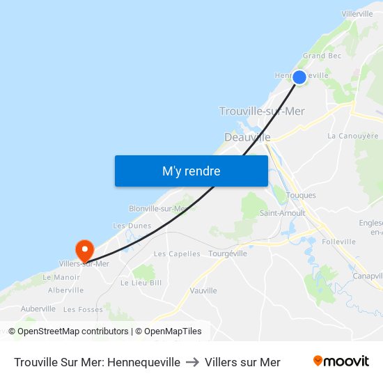 Trouville Sur Mer: Hennequeville to Villers sur Mer map